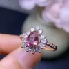 Anel de Turmalina Natural com Cravação em Prata Esterlina S925 O Cristal é Limpo, Tem Boa Cor e Bom Fogo, com uma Pedra Principal Medindo 6*8mm.