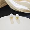 Pendientes de aguja de plata con diseño irregular de amor simple europeo y americano, dos pendientes personalizados de oro y plata con contraste de color para mujer.