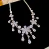 Colar Europeu e Americano de Flor de Zircônia Gota d'água Franja para Vestido Alto Padrão Exquisite Corrente Clavícula Luxo Leve Elegante Novo Estilo