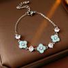 Pulseira de Trevo de Quatro Folhas com Zircônia, Design Versátil, Pulseira Fashion para o Dia a Dia, Luxo Leve, Joias de Alta Qualidade para Mulheres Atacado