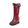 33-43 Otoño e Invierno Talla Grande Suela Gruesa Aumentador de Altura Borrosas Botas de Algodón para Mujer, Estilizadoras con Cordones Hasta la Pantorrilla, Cálidas 3117