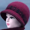 Gorro de Lana Tejido de Invierno para Mujeres de Mediana Edad y Mayores, Gorro de Algodón Grueso con Felpa para Protección contra el Frío, Cálido, para Abuela