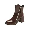 Botas de Punta Francesa con Tacón Grueso y Cremallera Lateral de Algodón Peludo para Mujer 2026 Otoño/Invierno Nuevas Botas de Tobillo Tacón Medio Botas Elegantes Adelgazantes