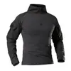 Nova camisa de treino ao ar livre G2 camuflada justa, blusa camuflada de manga longa, traje de camuflagem com gola alta, camiseta militar de treino de secagem rápida com meio zíper
