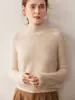 Suéter de Cashmere Feminino Gola Alta Meia-Calça Outono/Inverno 2026 Cor Sólida Espessado Solto Manga Longa Camisa de Tricô para Camadas