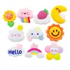 Solito lindo de dibujos animados girasol flor de cinco pétalos luna Nube Blanca flor de cinco pétalos PVC pegamento suave parche para joyería DIY