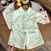 Traje de Camisa Floral de Manga Corta para Niños Conjunto Casual de Verano para Niño Conjunto de Dos Piezas para Bebé Ropa Infantil Moderna Holgada Estilo Hong Kong
