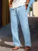 2026 Nuevos Pantalones Casuales de Algodón y Lino para Hombre Verano Sueltos Pierna Recta Largos Tendencia Transfronteriza Versátiles Transpirables Pantalones para Hombre