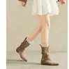 Botines cortos retro de gamuza de dos vías, Botas de moda estilo vaquero occidental para mujer, Nueva colección otoño/invierno 2026, Botas Martin simples y cómodas