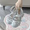 Zapatos Lolita con motivos de estrella y campanilla de viento, lindos de estilo muñeca con ribete de encaje de tacón medio, dulce estilo Mary Jane, Estrella Campanilla de Viento y Viento