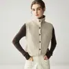 Chaleco cárdigan de cachemira para mujer sin cuello, de doble capa, engrosado, adecuado para usar en capas, nuevo estilo otoño e invierno, prenda exterior suave y amigable con la piel