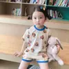 Ropa de Casa de Verano Ropa con Aire Acondicionado Ropa para Niños Tela de Seda Helada Fría Traje Holgado de Manga Corta Pantalones Cortos Traje de Ropa Casual