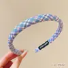 Diadema dulce a cuadros de dopamina para mujer, fresca y casual para el uso diario, diadema de corona alta para maquillaje y lavado de cara, accesorio para el cabello