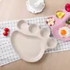 Vajilla Infantil de Paja de Trigo Pie de Oso Fruta Papas Fritas Separado Cuatro Colores Opcionales Plato de Cena de Dibujos Animados Plato Separado para Empanadillas