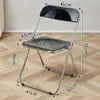 Mesa dobrável transparente acrílica vintage, estilo moderno e na moda, conjunto de mesa e cadeira portátil para varanda de casa, mesa de centro nórdica