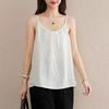 Novo Regata Camisola Feminina Solta Casual Verão Camisola Algodão e Linho Estilo Literário Retrô Mais Fácil para Combinar para Usar por Baixo