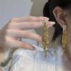 Pendientes de borlas con lentejuelas y diamantes brillantes, largos, dorados, para banquetes, otoño e invierno.