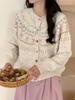 Sheer Home Otoño 2025 Nuevo Suéter para Mujer Cardigan de Punto Fair Isle Manga Larga Raglán Estilo Coreano Botones Coloridos