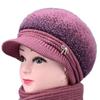 Chapéu de Inverno para Mulheres de Meia-Idade e Idosas Chapéu de Lã Imitação de Coelho para Ciclismo ao Ar Livre para Prevenir o Frio Chapéu de Tricô Quente com Forro de Lã Tipo Bico de Pato para Mulheres
