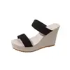 Sandalias gruesas de cuña de moda minimalista talla grande para verano 2024 nuevas zapatillas de moda para mujer sin cordones con puntera abierta
