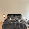 Ropa de cama de cuatro piezas de terciopelo de leche con pelo de conejo, tamaño matrimonial, para otoño e invierno, franela, forro polar de doble cara, sábana de cama de forro polar coral, funda de edredón