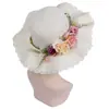 Sombrero de Paja para Mujer, Sombrero de Sol de Verano con Fresco Diseño Floral, Sombrero de Playa para Salidas, Sombrero de Sol de Ala Ancha para Cubrir el Rostro con Protección Solar