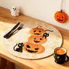 Jogo Americano Halloween Estilo Ins Transfronteiriço Redondo Adereços para Fotos Montanha-russa Retro para Mesa de Jantar Decoração com Isolamento Térmico Personalização de Abóbora