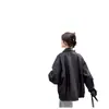 Otoño/Invierno 2026 Retro Americano Marrón Café Holgada Adelgazante Chaqueta de Cuero Corta de Motociclista para Mujer Tendencia