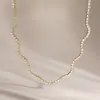 Joyería Transfronteriza Europea y Americana Cadena de Acero Inoxidable Chapada en Oro de 18K con Strass Ola Joyería de Lujo Ligero Nicho Accesorios de Cadena en Capas En Stock Venta al por Mayor