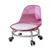 Silla de metal con rueda giratoria de acrílico para niños pequeños aprendiendo a caminar, silla pequeña para limpiar pisos, taburete doméstico para sala de estar con ruedas