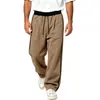 Pantalones de chándal de pierna ancha con contraste de color lateral de felpa para hombre europeo y americano, tejido grueso, cálidos, holgados, casuales, deportivos, largos