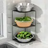 Estante de esquina para lavar verduras, estante de almacenamiento para cestas de verduras, estante triangular para encimera de cocina, cesta de verduras, estante para escurridor de verduras