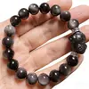 Pulseira Pequena de Cavalo de Pedra Obsidiana Natural Prateada, Pulseira Atratora de Riqueza, Pulseira de Pedra de Energia para Casal no Atacado para o Ano do Cavalo