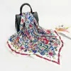 Lenço de Seda com Padrão Paisley Clássico Europeu e Americano para Mulheres, Lenço de Cabeça Versátil da Moda em Seda Sintética, Lenço Quadrado de 90cm, Atacado Transfronteiriço