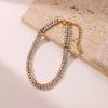 Moda Coreana Nuevo Brazalete de Zirconia Incrustada para Mujer Simple Dos Filas Versátil Personalizado Creativo Acero Titanio Joyería de Mano al Por Mayor
