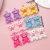 Urso de Gravata Borboleta Desenho Animado Pingente de Resina Multicor Artesanal DIY Chaveiro de Contas Ornamento Acessórios Fabricante Atacado