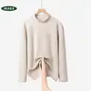 Camiseta Base Gruesa de Manga Larga con Cuello Alto Medio para Mujer 2026, Otoño/Invierno Ajustada Simple de Moda DeRong Versátil