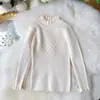 Suéter Feminino Primavera e Outono, Estiloso Infantil Marca da Moda Versão Coreana Doce Renda Coração Malha Fashion