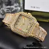 Venta Caliente Comercio Exterior Transfronterizo Transmisión en Vivo Hip-Hop Europeo y Americano Reloj de Hielo Cuadrado Full Diamante Escala Romana Reloj de Cuarzo para Hombre