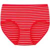 Cueca Feminina Listrada Clássica 100% Algodão Atacado Cintura Média-Alta Levanta Bumbum Calça Curta Vermelha Grande