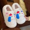 Invierno Nuevo Estilo Japonés Divertido Perro de Orejas Azules Lana de Cordero Exterior para Mujer Cálido Retro Zapatos de Algodón Mocasines Retro