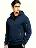 Sudadera con capucha y media cremallera para hombre transfronteriza, sudadera de trabajo para hombre europea y americana con múltiples bolsillos con cremallera, engrosada para otoño e invierno