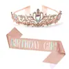 Nueva Corona de Fiesta de Cumpleaños Banda para el Hombro Cinta de Reina Set Accesorios para el Cabello de Reina para Niña Tocado En Stock
