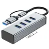 Estación de Acoplamiento Hub USB de Doble Conector Transfronterizo Hub de Cuatro a Dos 3.0 Estación de Acoplamiento Tipo C para Portátil