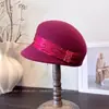 Sombrero de Equitación de Lujo Hecho a Mano para Mujer, Sombrero de Fieltro de Lana Australiana para Otoño e Invierno con Malla, Hebilla de Pedrería, Gorra de Moda
