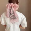 Lenço lenço de seda faixa de cabelo elegante Fina versátil multiuso lenço de renda fita de renda Coreia do Sul moderno organza mulheres