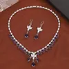 Conjunto de Collar y Pendientes de Gota de Agua Artesanal Pesado de Lujo, Elegante y Lujoso Conjunto Artesanal Pesado de Circonita, Estilo Clásico