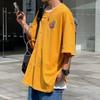 Playera de Marca de Moda para Hombre de Manga Corta Verano 2023 Nueva Ropa a la Moda Versátil de Media Manga Holgada Estilo Hong Kong Tendencia Ins