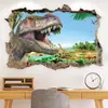 Comercio exterior transfronterizo al por mayor pegatinas tridimensionales de pterosaurio dinosaurio jurásico decoración de sala de estar dormitorio pegatinas de pared autoadhesivas