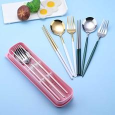 不锈钢便携餐具套装筷子勺子叉子三件套学生上班族礼品可定制LOGO